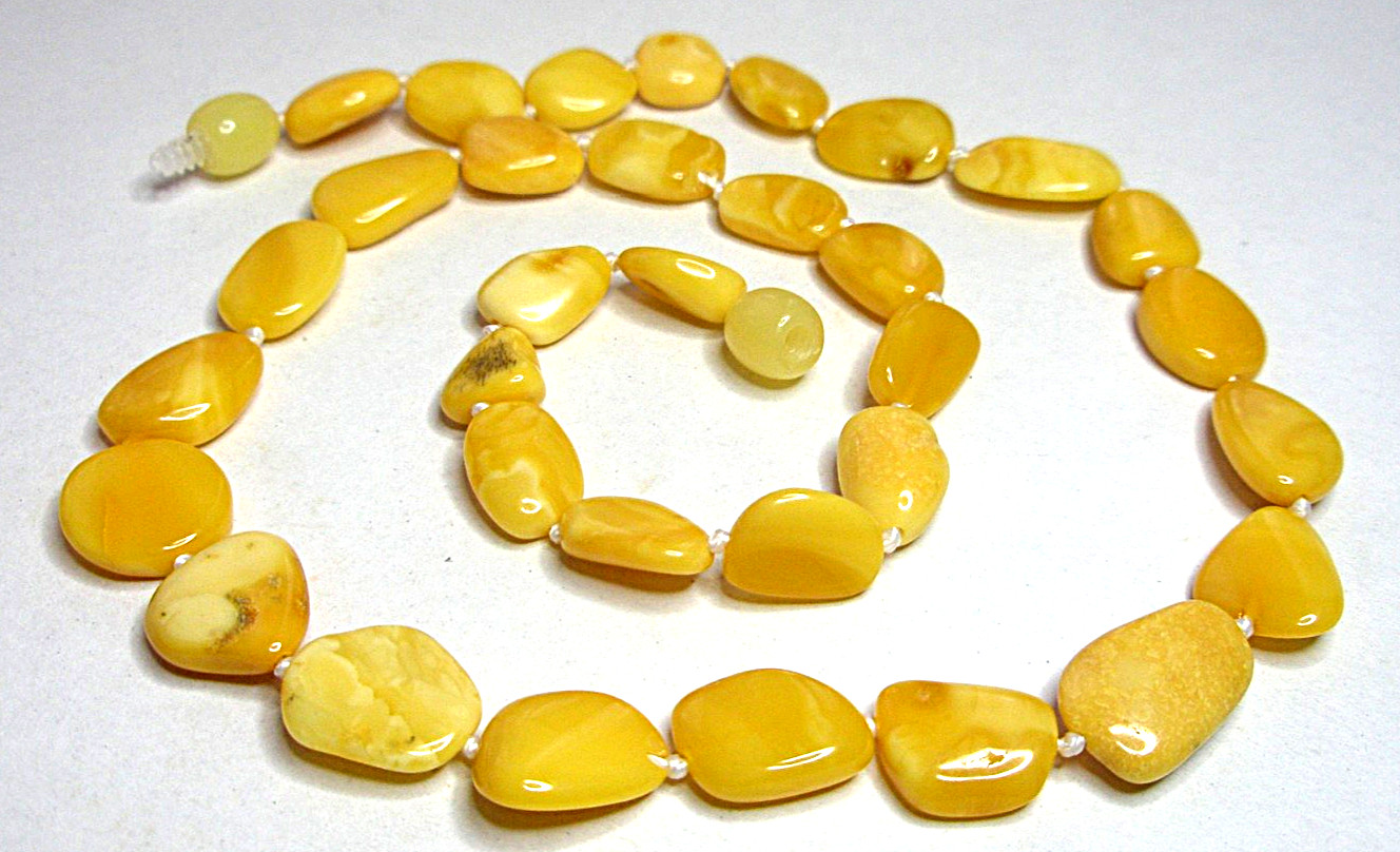 Genuine Baltic Amber Necklace Polished Egg Yolk Butterscotch 45 cm – 17.7 inch