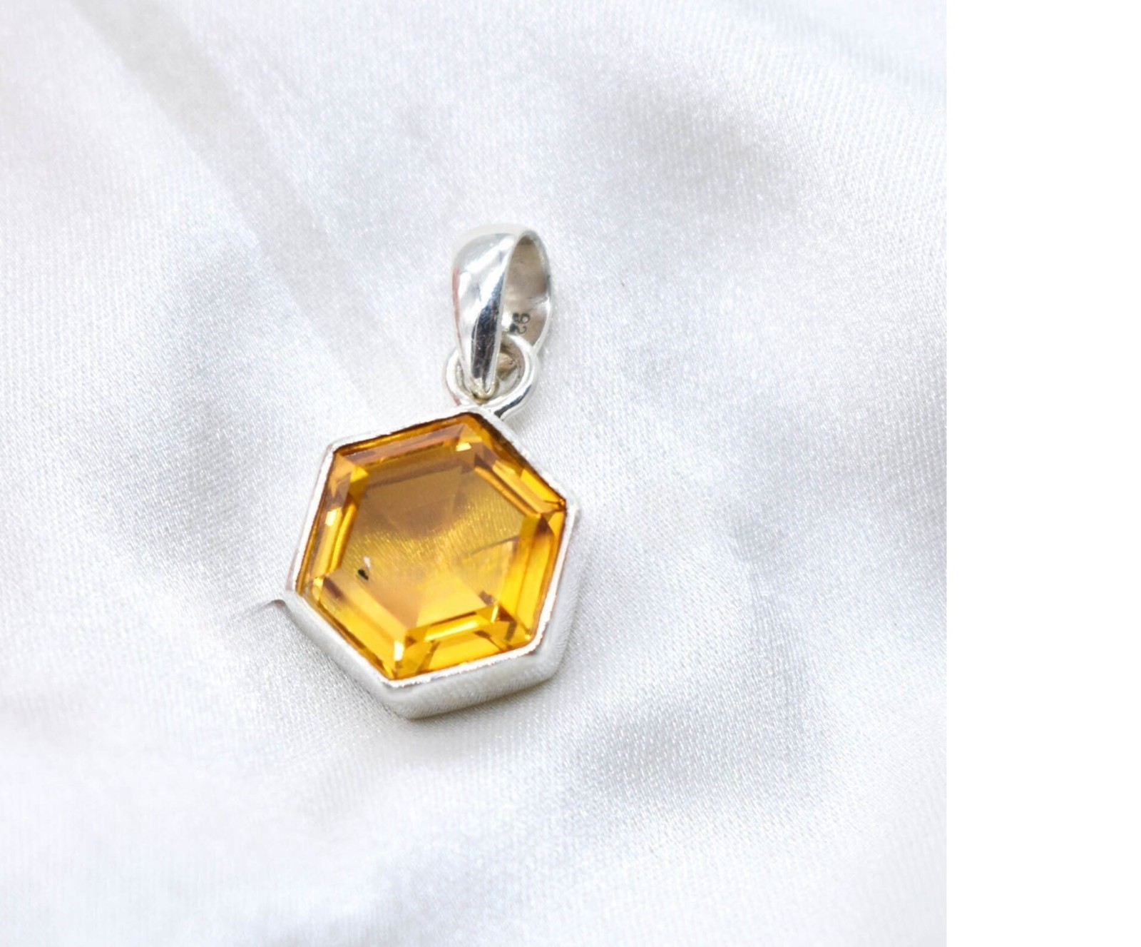 Natural Citrine 925 Solid Silver Pendant Natural 25 CT Certified Loose Gemstone