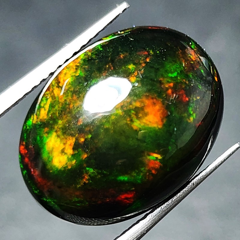 Natural Ethiopian Black Opal AAA+ Collector Welo Oval Cabochon Fire Play 7.05Ct