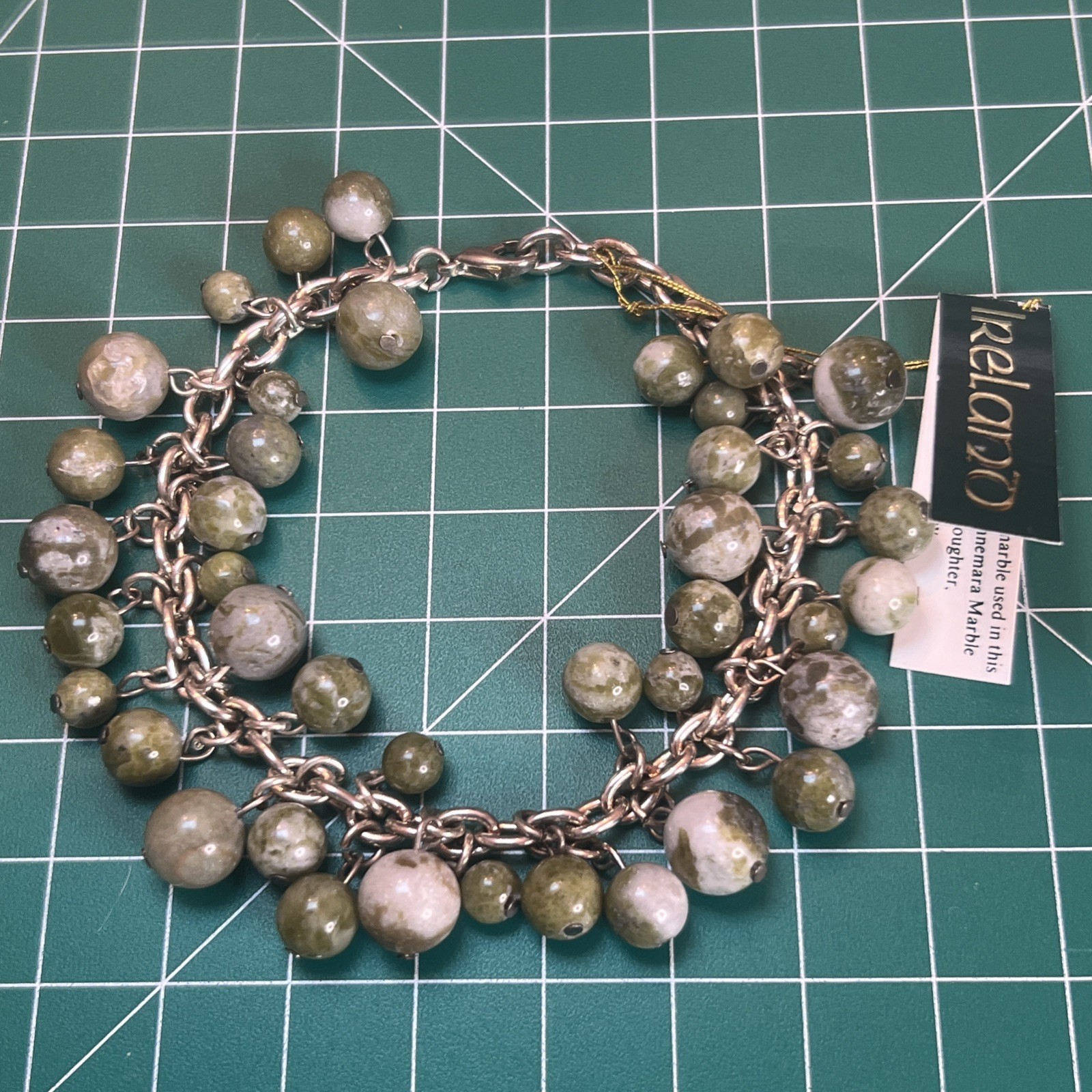 NEW Connemara Marble Charm 8” Bracelet Irish Stone Made In Ireland J.C. & Sons
