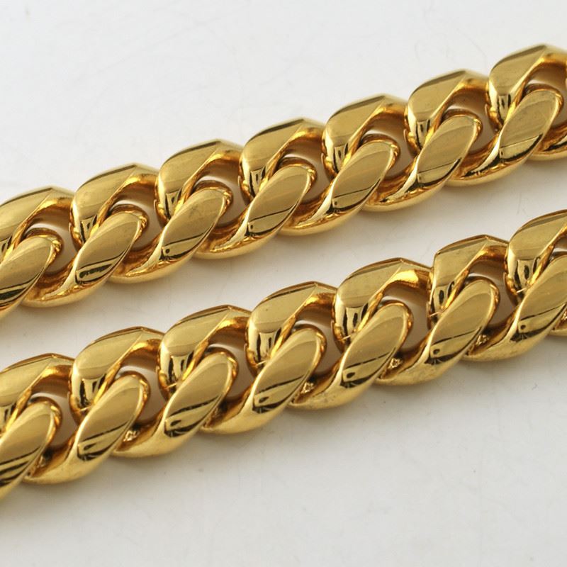 12mm 14K Gold IP Top Quality Mens Miami Cuban Link Chain