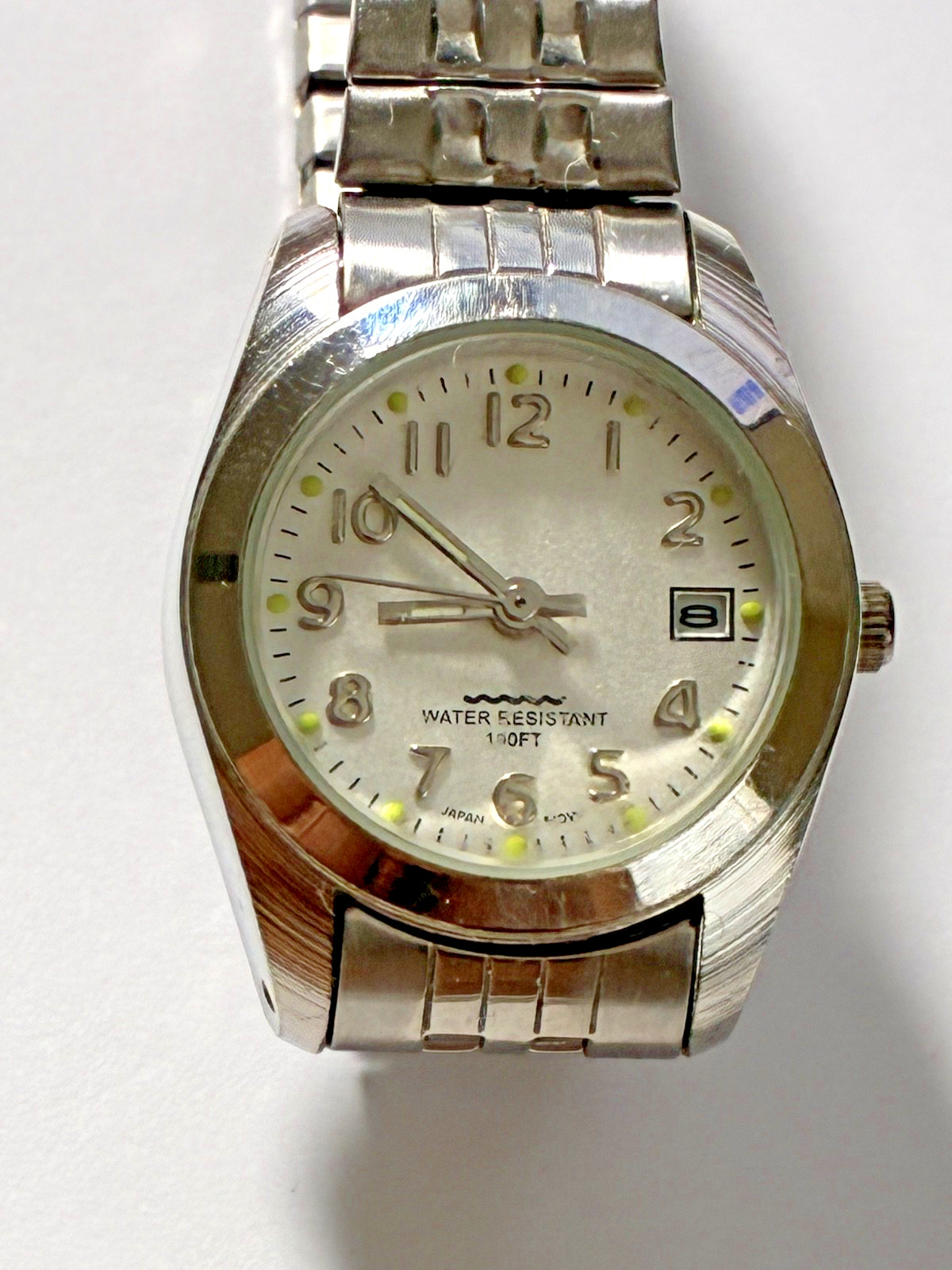 Classic Ladies Silver Tone Date – Easy to Read – Expansion Band Watch Mdl: PC22