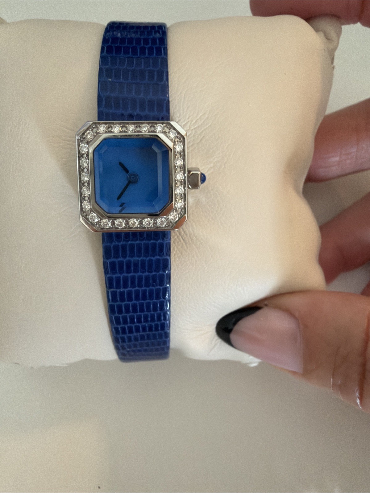 Corum Sugar Cube Ladies Watch, Diamond Bezel and bracelet Blue Dial, 137.423.47