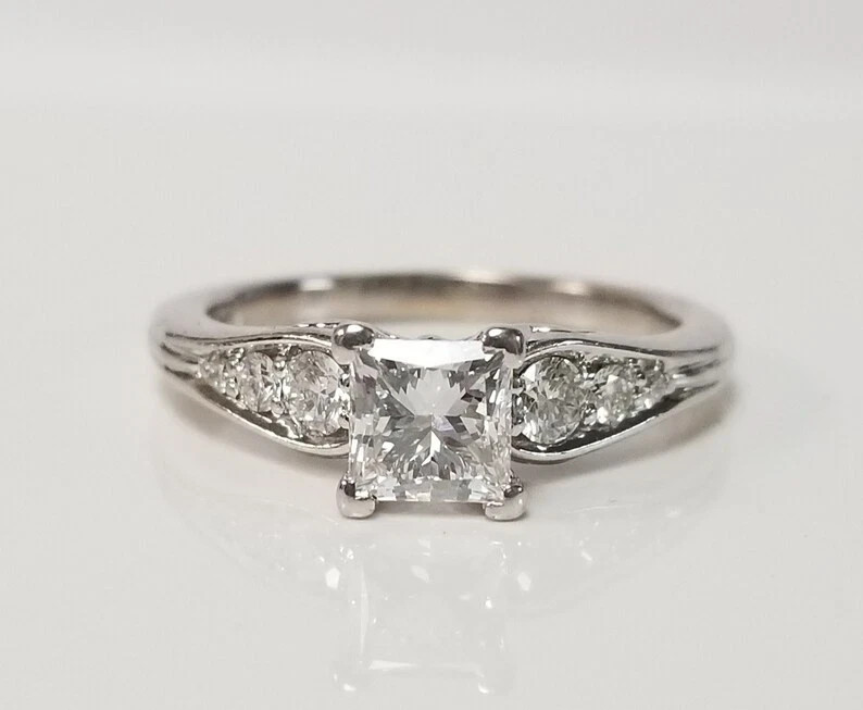 3.25 Ct Princess Cut VVS1 Lab Created Diamond Engagement Ring 14K White Gold FN