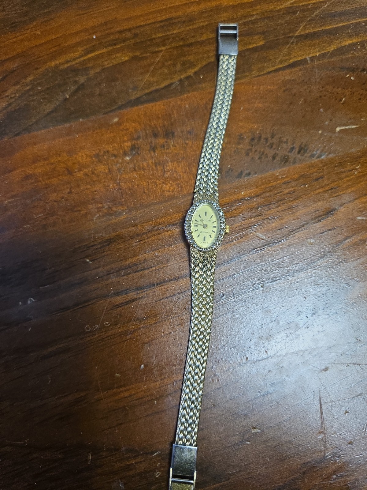 Croton Women’s Vintage Gold Toned Watch With Diamonds