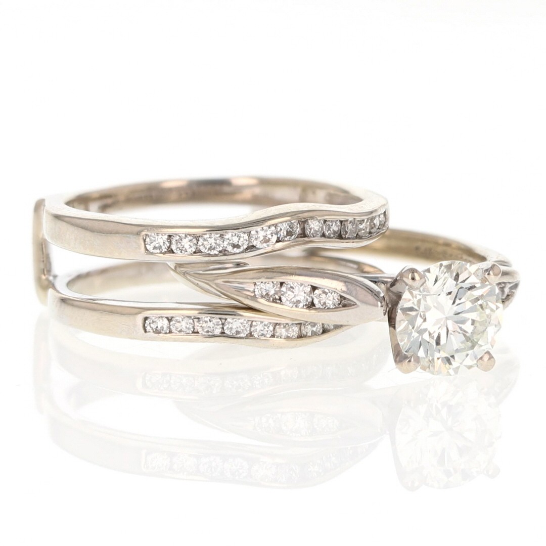 Gabriel & Co. 1.20ctw Round Diamond Wedding Set Rings 14k White Gold Size 5.25