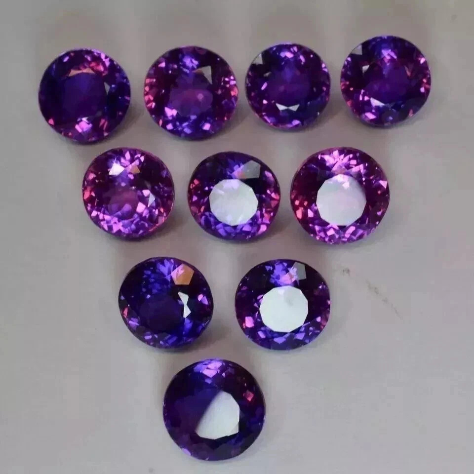 50 Ct 10 Pcs Round Cut Natural Purple Blue Sapphire Lot Sri Lanka Loose Gemstone