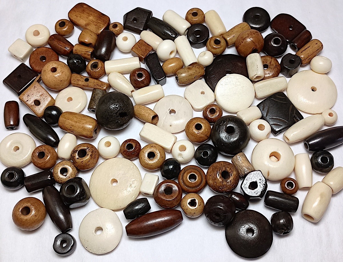 Buffalo Bone Spacer Beads, 100+ Pcs, Solids, Asst Shapes & Sizes, 5mm – 12 mm