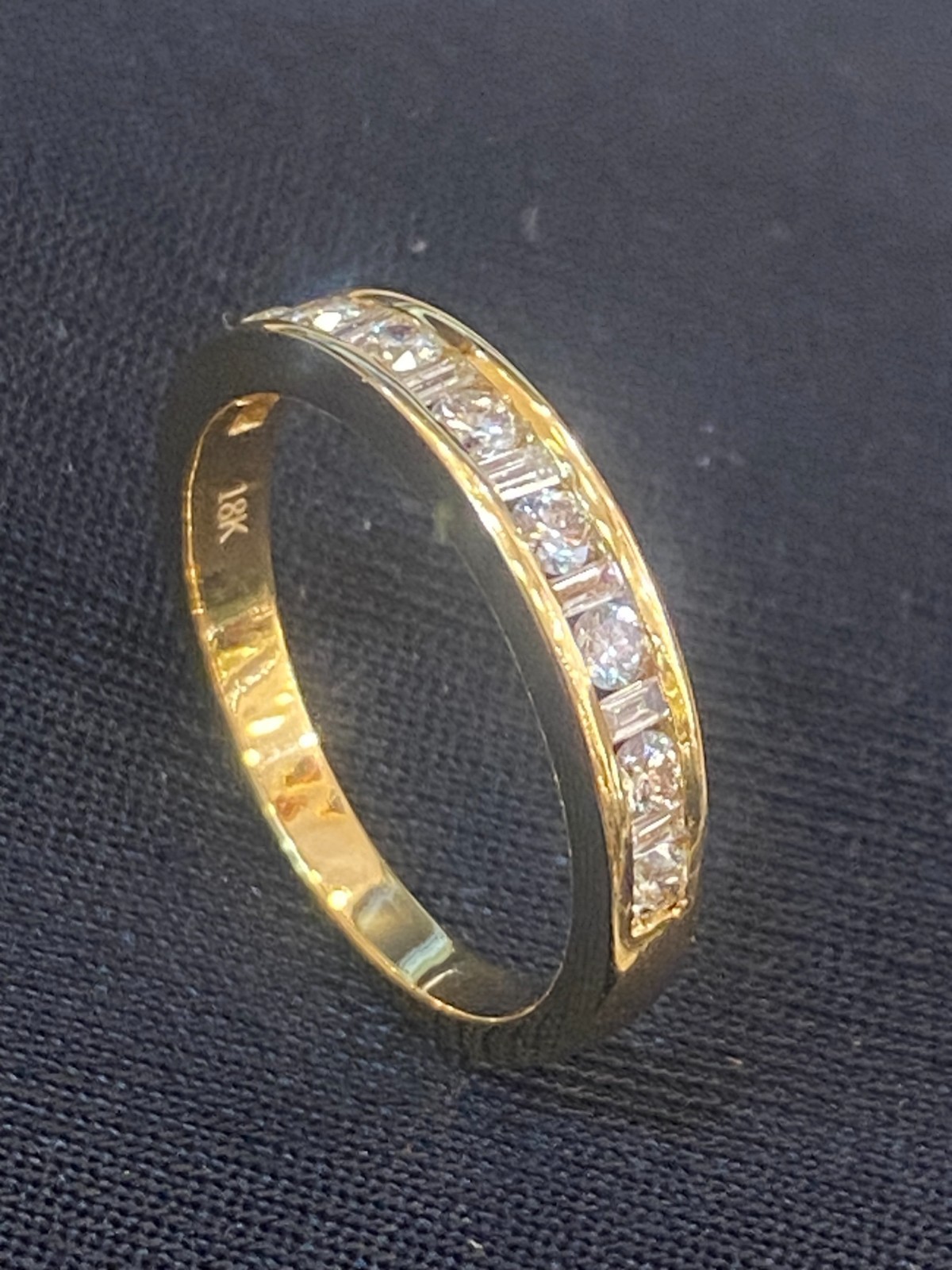 Pave 0.49 TCW Round Baguette Cut Natural Diamonds Anniversary Band Ring 18K Gold