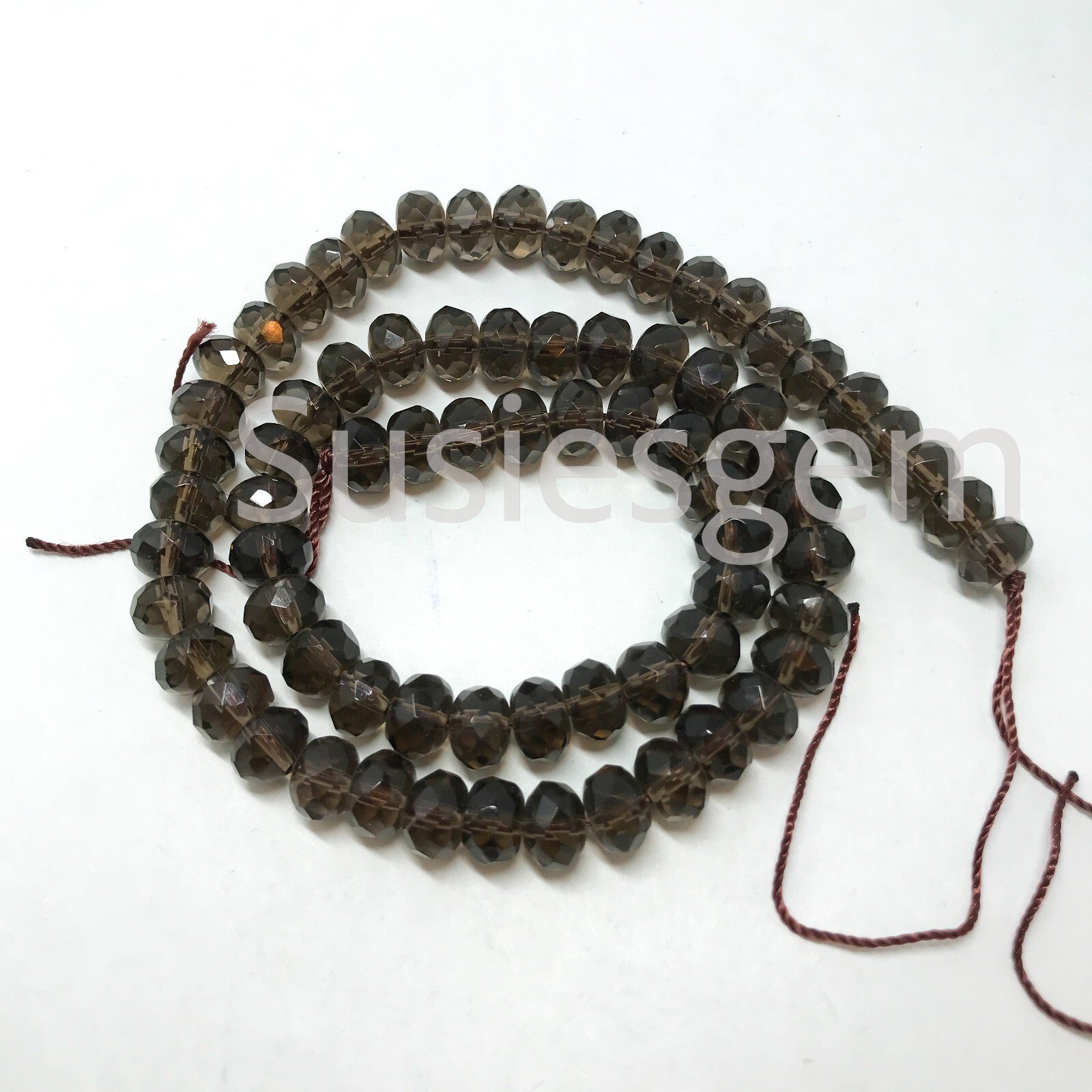 Smoky quartz faceted roundelle beads 5x8mm