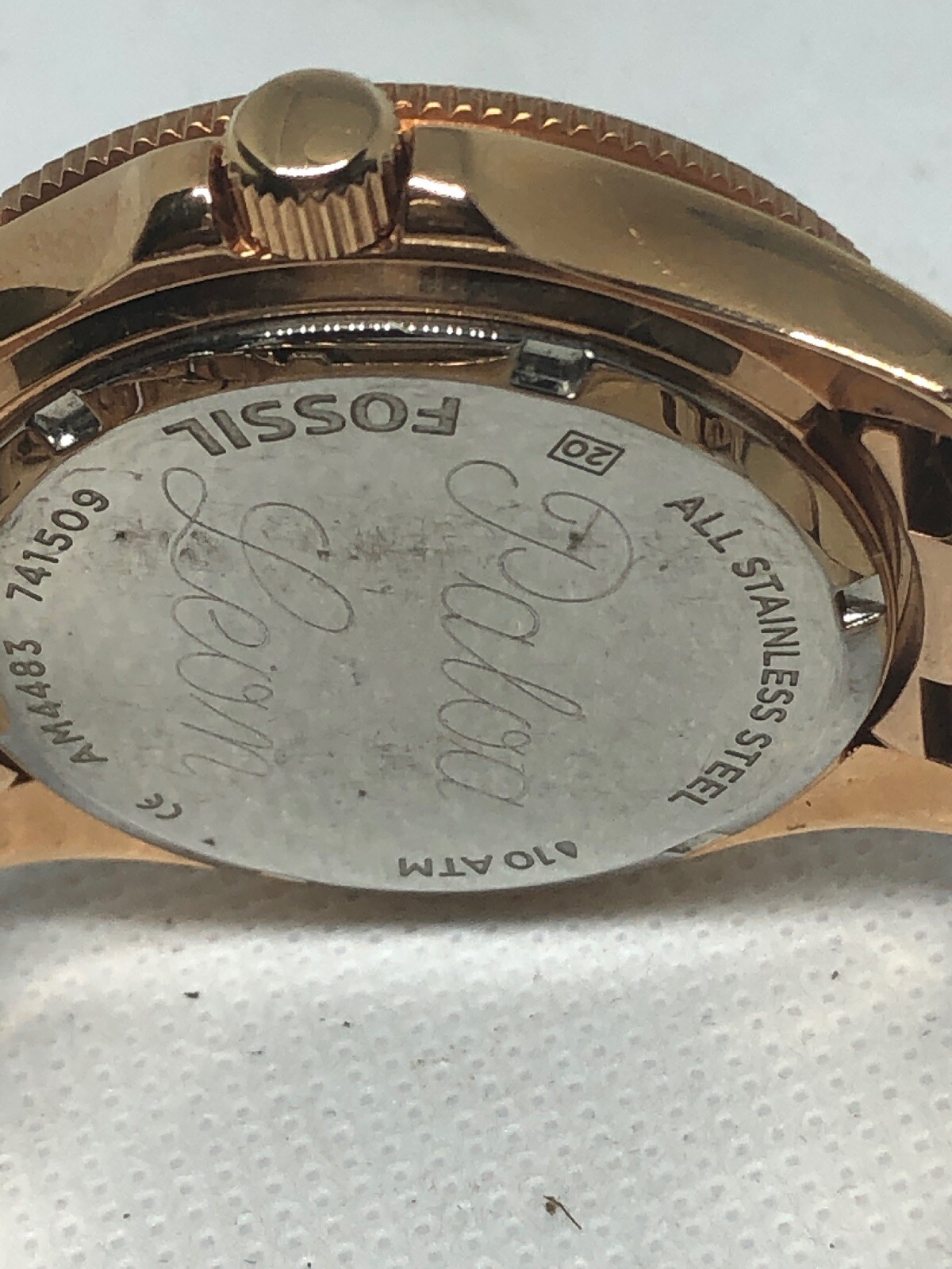 Fossil AM4483 Women’s Stainless Steel Analog Rose Gold Dial Genuine Watch HG49