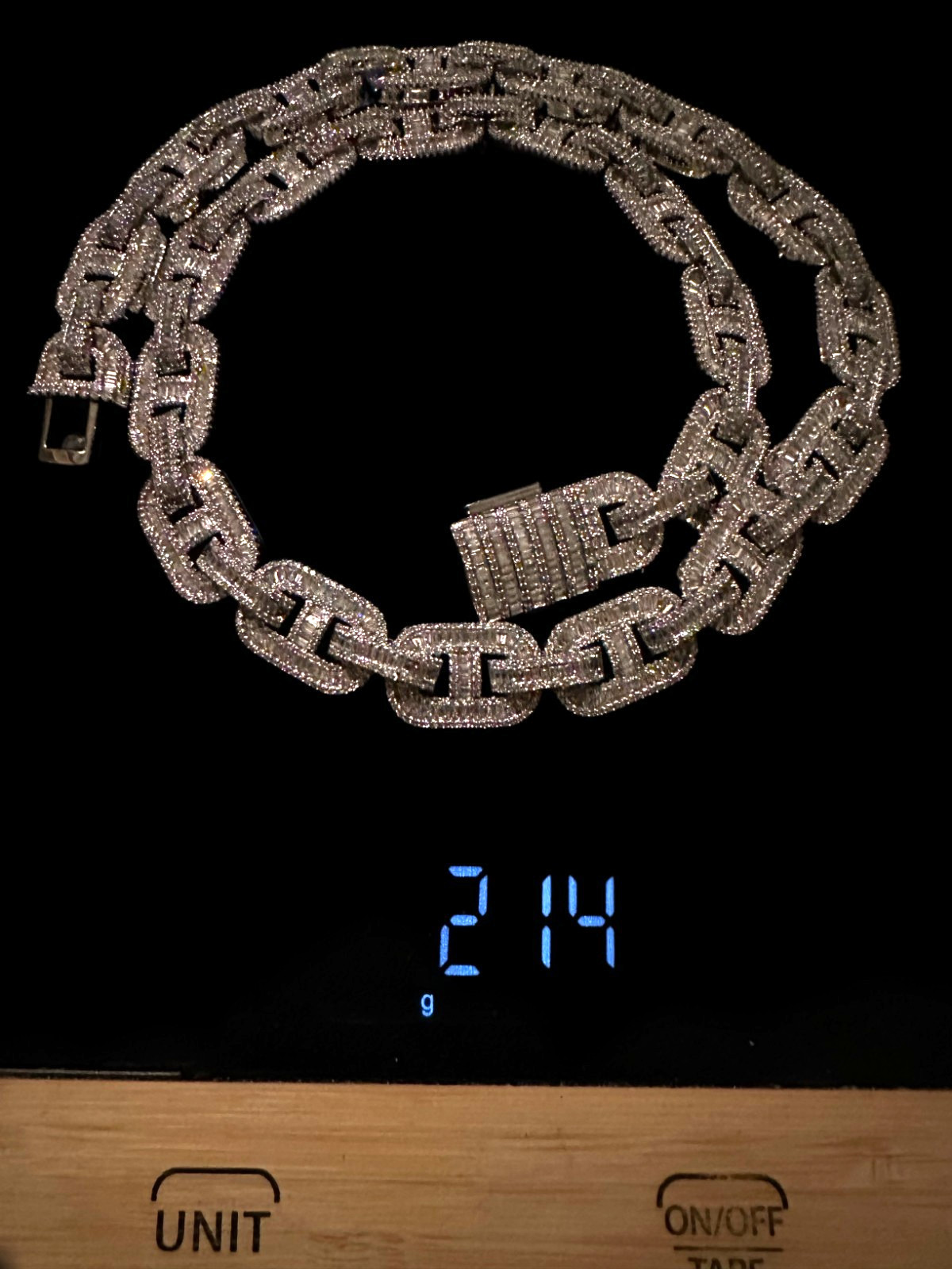 14k STAMP 14mm MARINER Chain Necklace 82.6ct BAGUETTES Lab Sim VVS1 Diamond Gold