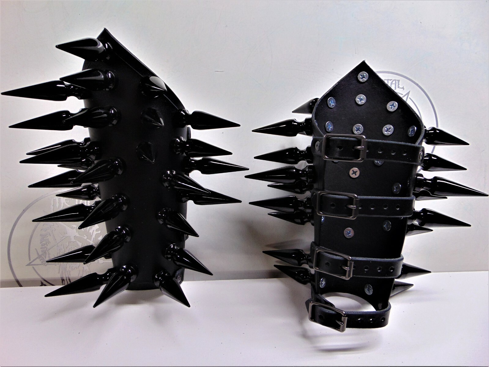 LEATHER GAUNTLETS BLACK SPIKES.BLACK METAL…(MDLG0108)….. DARK FUNERAL’S