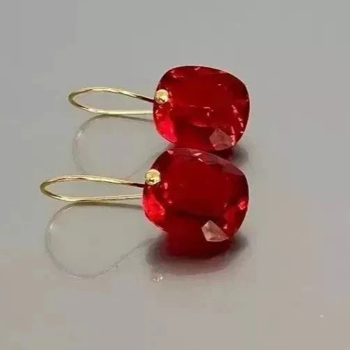 A+ Red Ruby Earrings 21.25 Ct+ 925 Solid Silver Cushion Cut Earrings A+ Gemstone