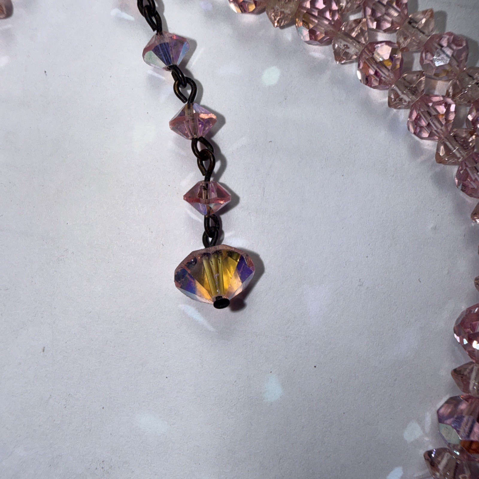 Necklace Bracelet Earrings Set Pink AB Crystal Vintage Marriage?