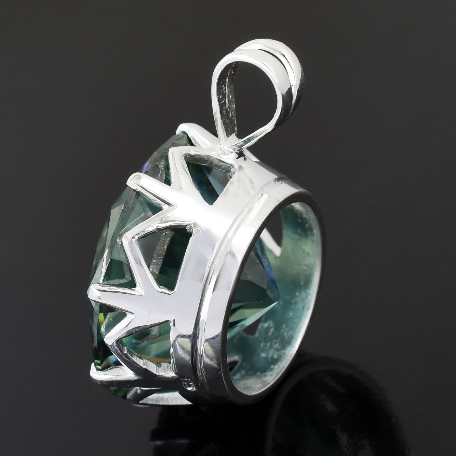 RARE 18.15 Ct Blue Diamond Solitaire Pendant, Amazing Shine, FREE Studs