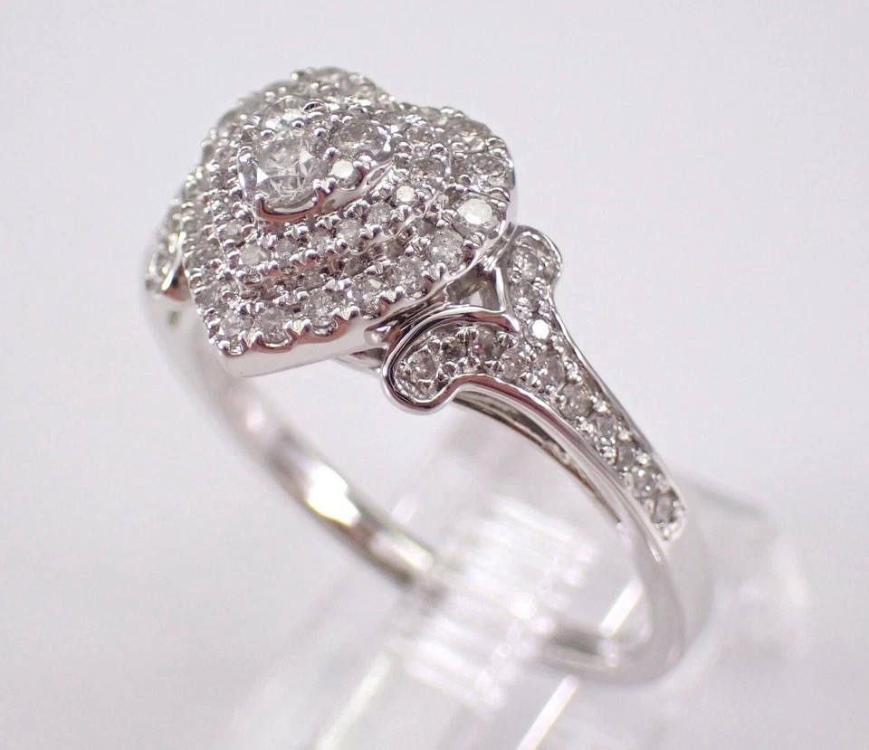 1.50Ctw VVS1 Moissanite Cluster Promise Engagement Ring 14K White Gold Plated