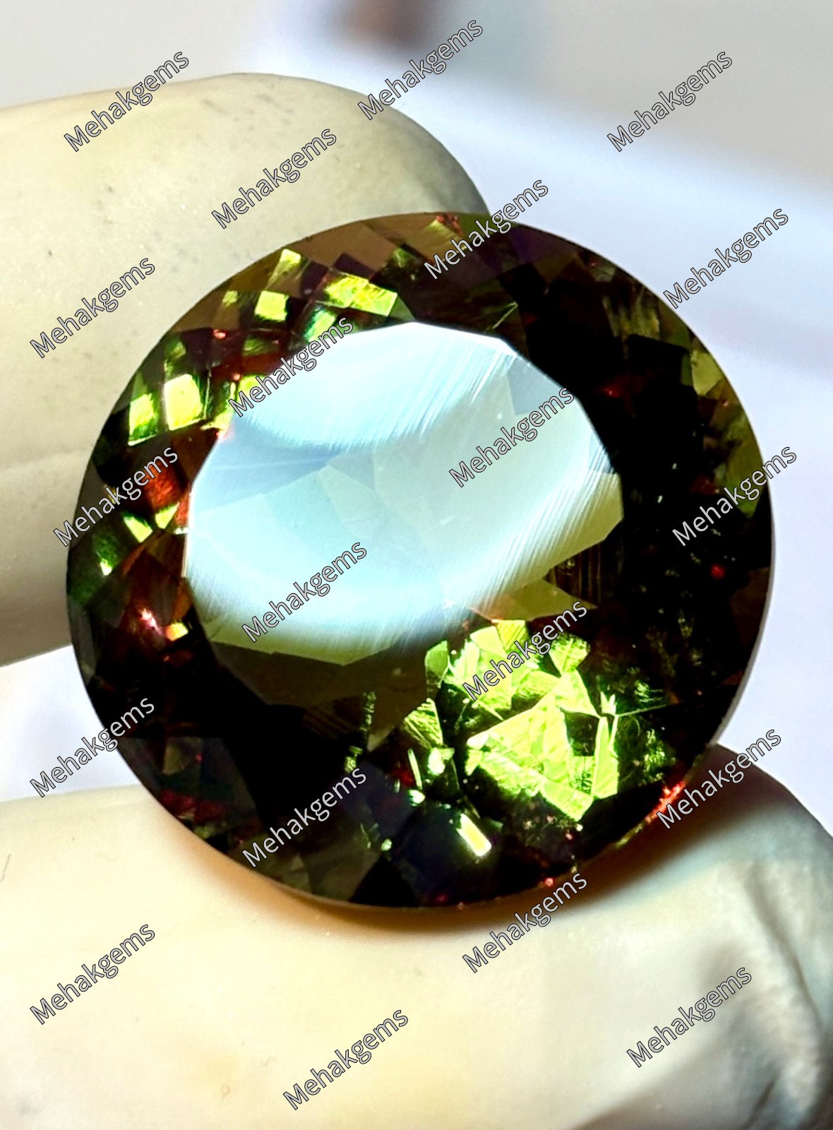 38Ct Certified Color Change Zultanite Round Gemstone, for Wire Wrapping