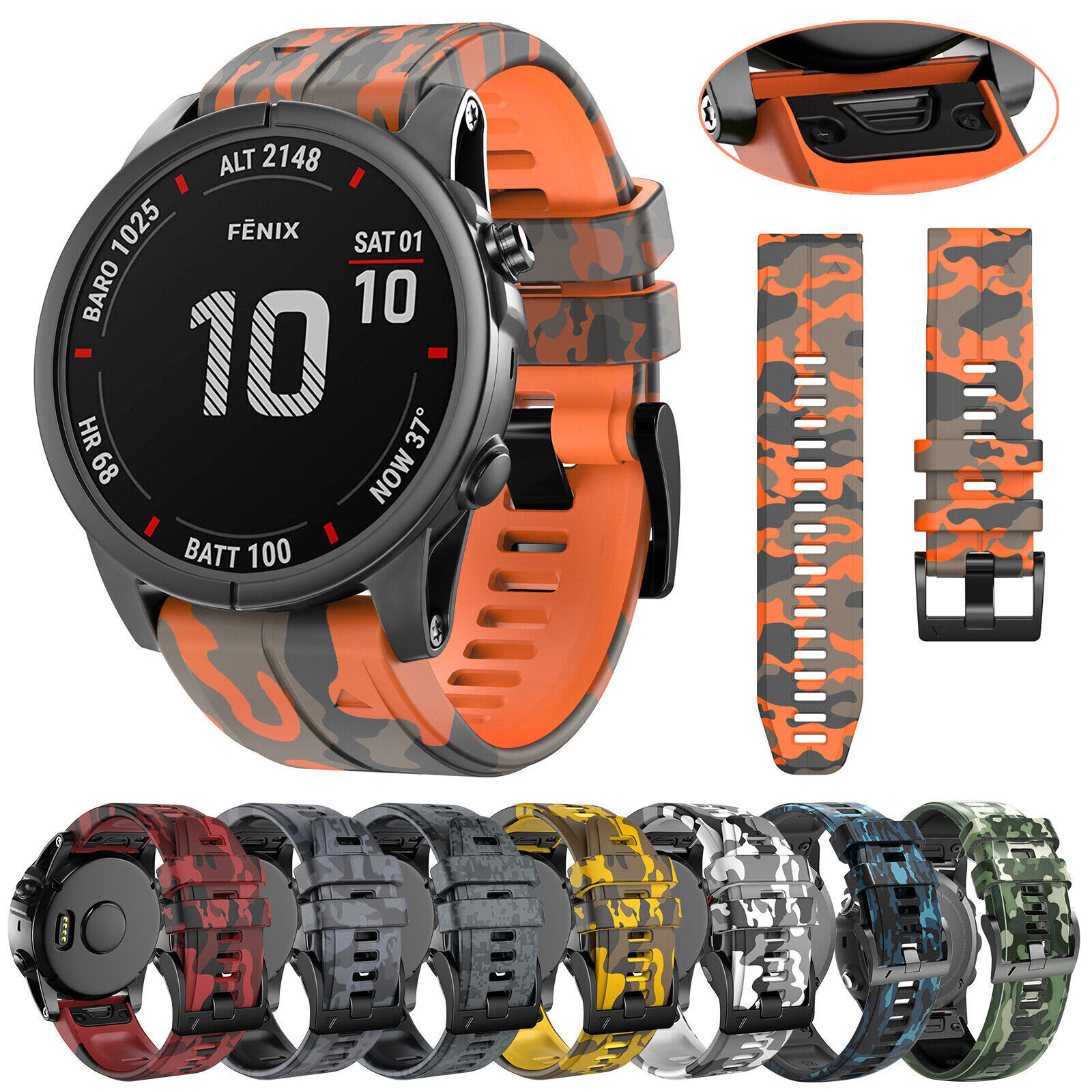 22/26mm Quick Fit Watch Band Silicone Strap For Garmin Fenix 7 7X 6 6X 5 5X S62