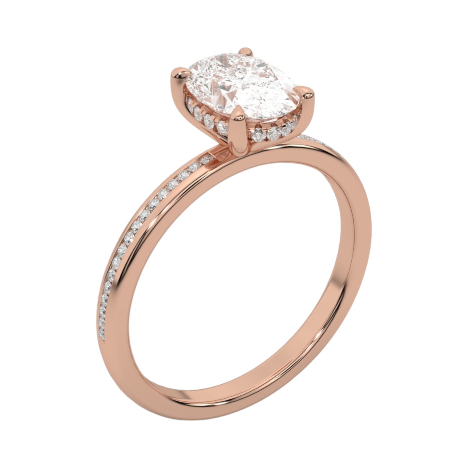 Oval Cut 2.75 Ct IGI Certified Lab Created Diamond Engagement Ring 14k Rose Gold