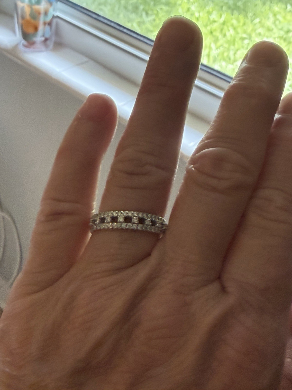 Hans D Krieger HDK 18K White Gold Diamond 4mm Band Ring, New! 4.6 gms Sz 6.5