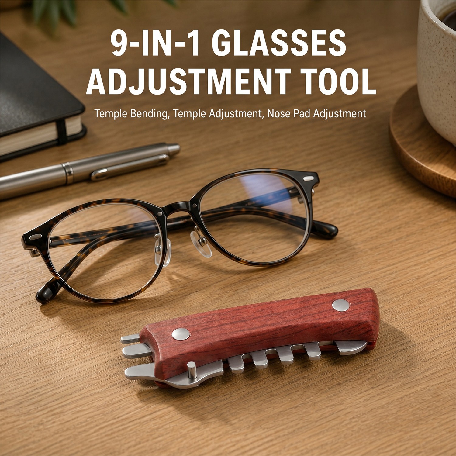 Eyeglass Temple Glasses Adjustment Tool 9-In-1 Anti-Slip Professional Bender