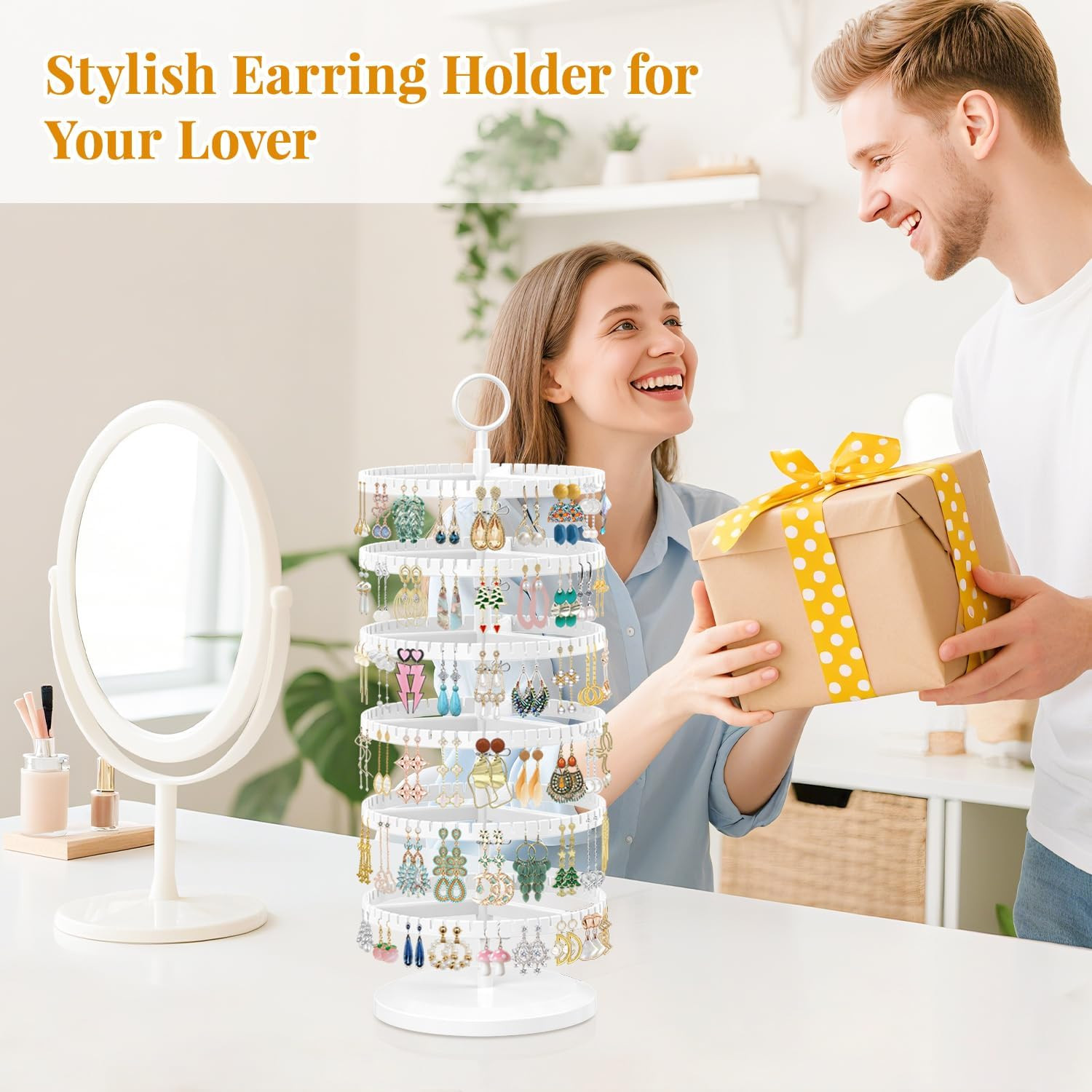 Esluker.Ly Earring Holder Organizer Rotating Stud Display Tree Rack with 342 U-S