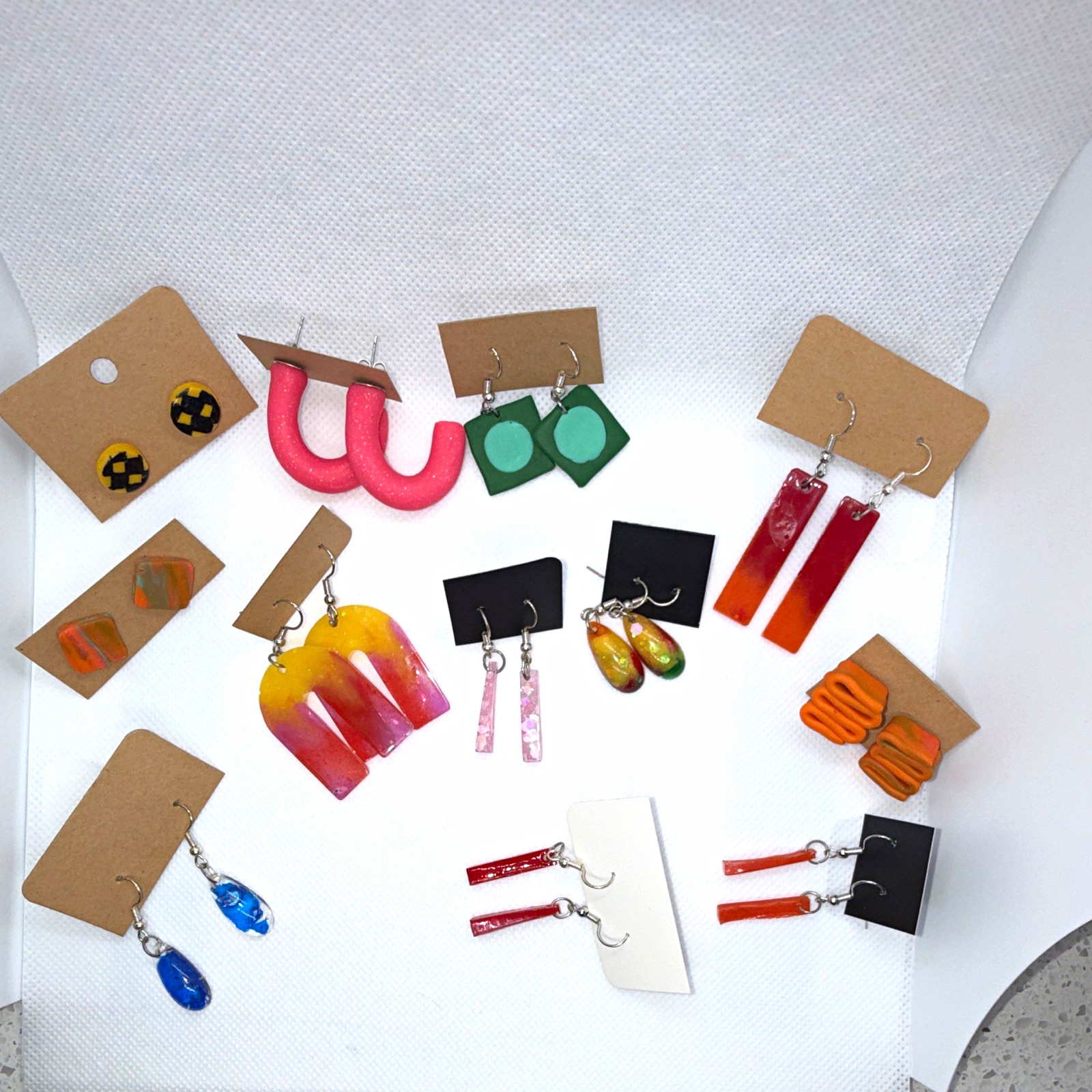 Brand New, Handmade, Women’s Multicolor Mixed Material Earrings Lot 12, No Stone
