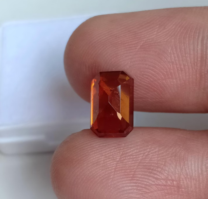 Genuine Red Hessonite Garnet Faceted From Mozambique May Birthstone Gem 4 Ct