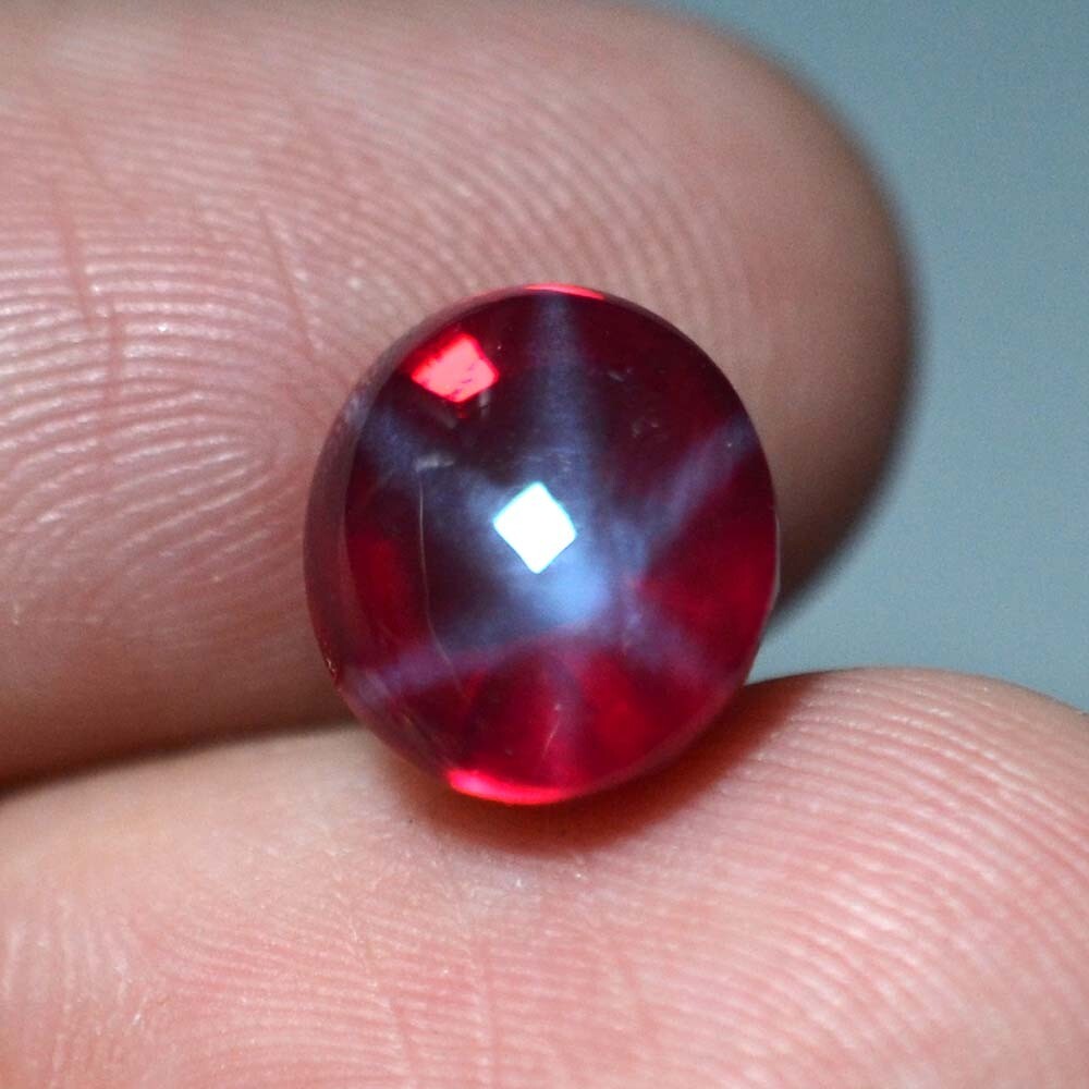 6.95 Ct 10.5×9.3 MM Red Ruby Star Sapphire 6 Rays Lab Corundum VDO RRS9760