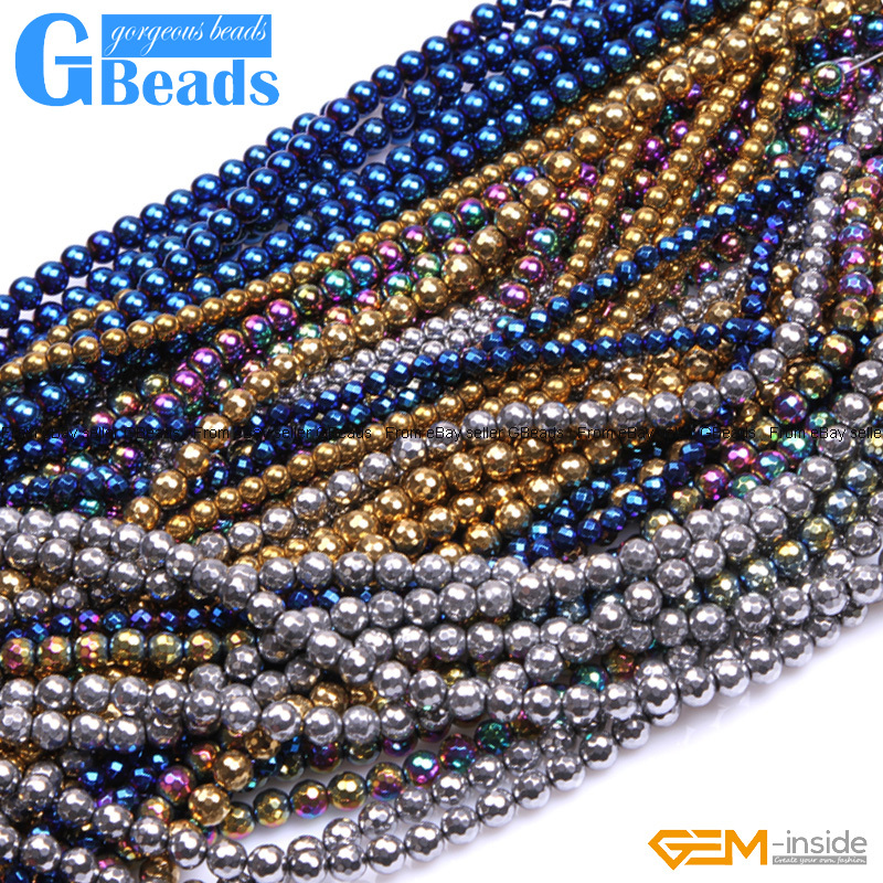 Wholesale Lot Assorted Colors Metallic Coated Reflections Hematite Round Beads