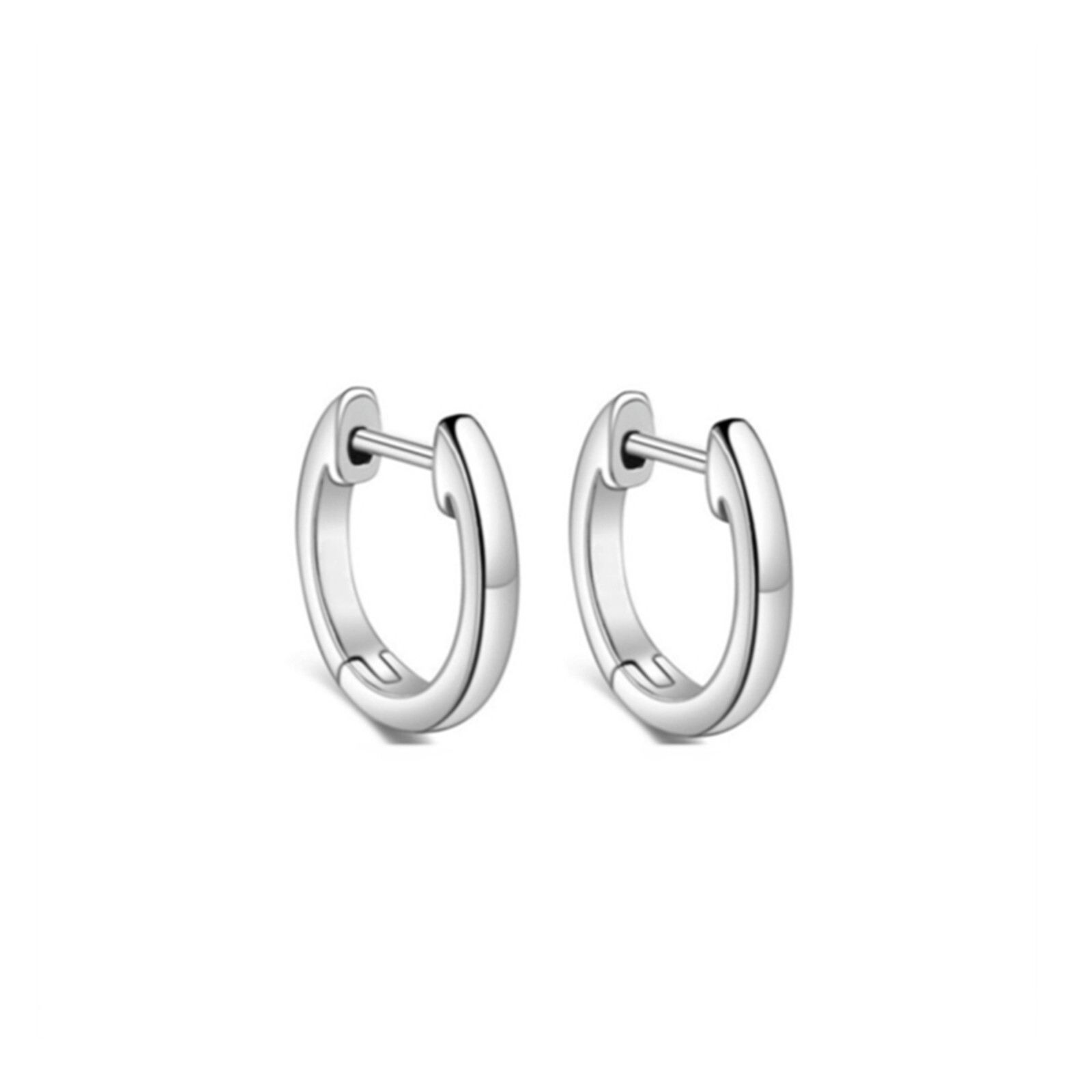 Sterling Silver Small Plain Latch Back U Hoop Huggie Hinged Earrings 3 Tones