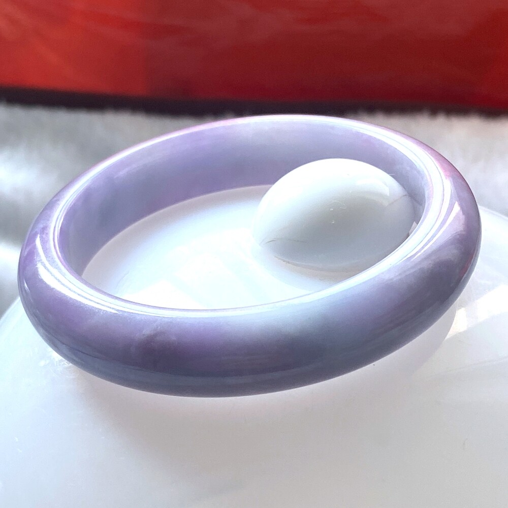 Certified Grade A Lavender 55-56mm Natural Burma Jade jadeite Bangle Bracelet