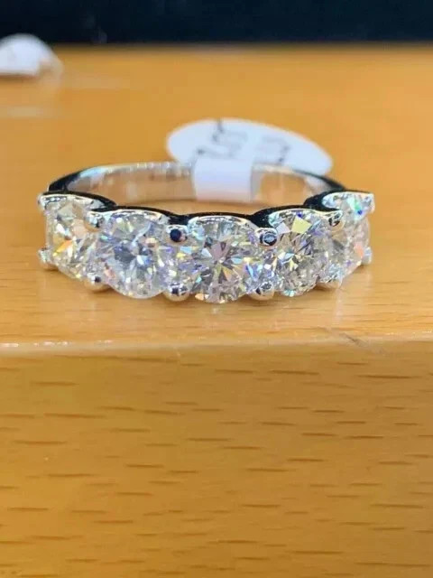 2.50 Ct Round Natural Diamond Eternity Wedding Band 14K White Gold Size 5 6 7 8