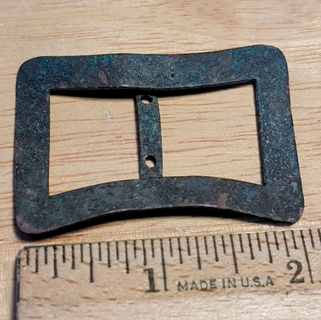 Antique Copper Metal Detecting Find Sash Buckle Adornment Green Patina