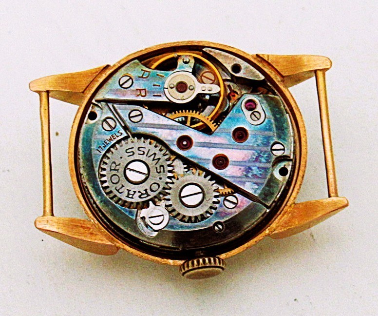 18K Orator Solid Yellow Gold Tear Drop Wire Lugs Lady Wristwatch, Great Runner