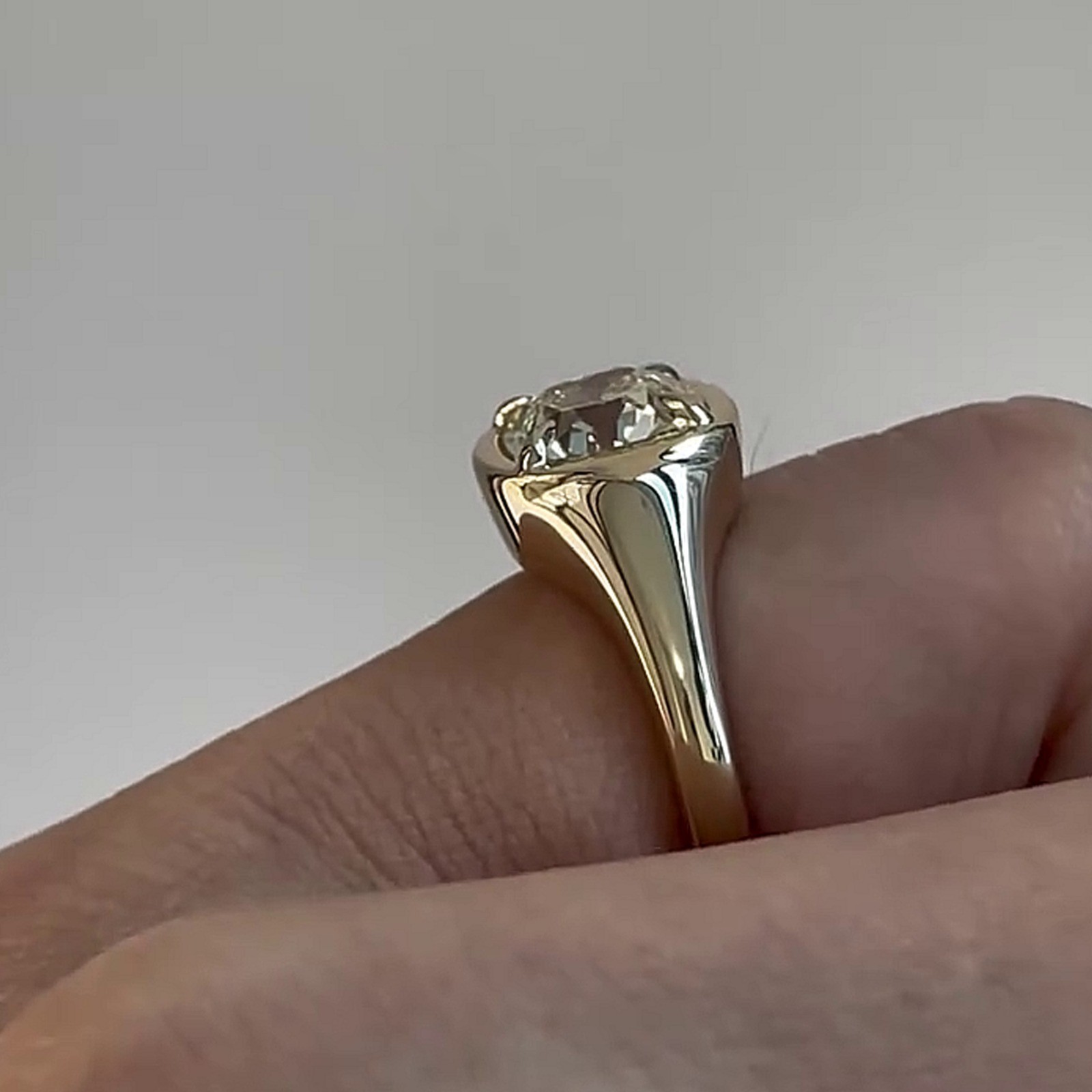 2.05 CT Old Mine Cushion Cut Moissanite Engagement Ring 14K Yellow Gold Plated