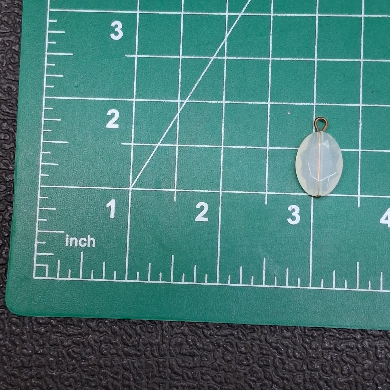Vintage Milky Transparent Plastic White Faceted Oval Bead Pendant