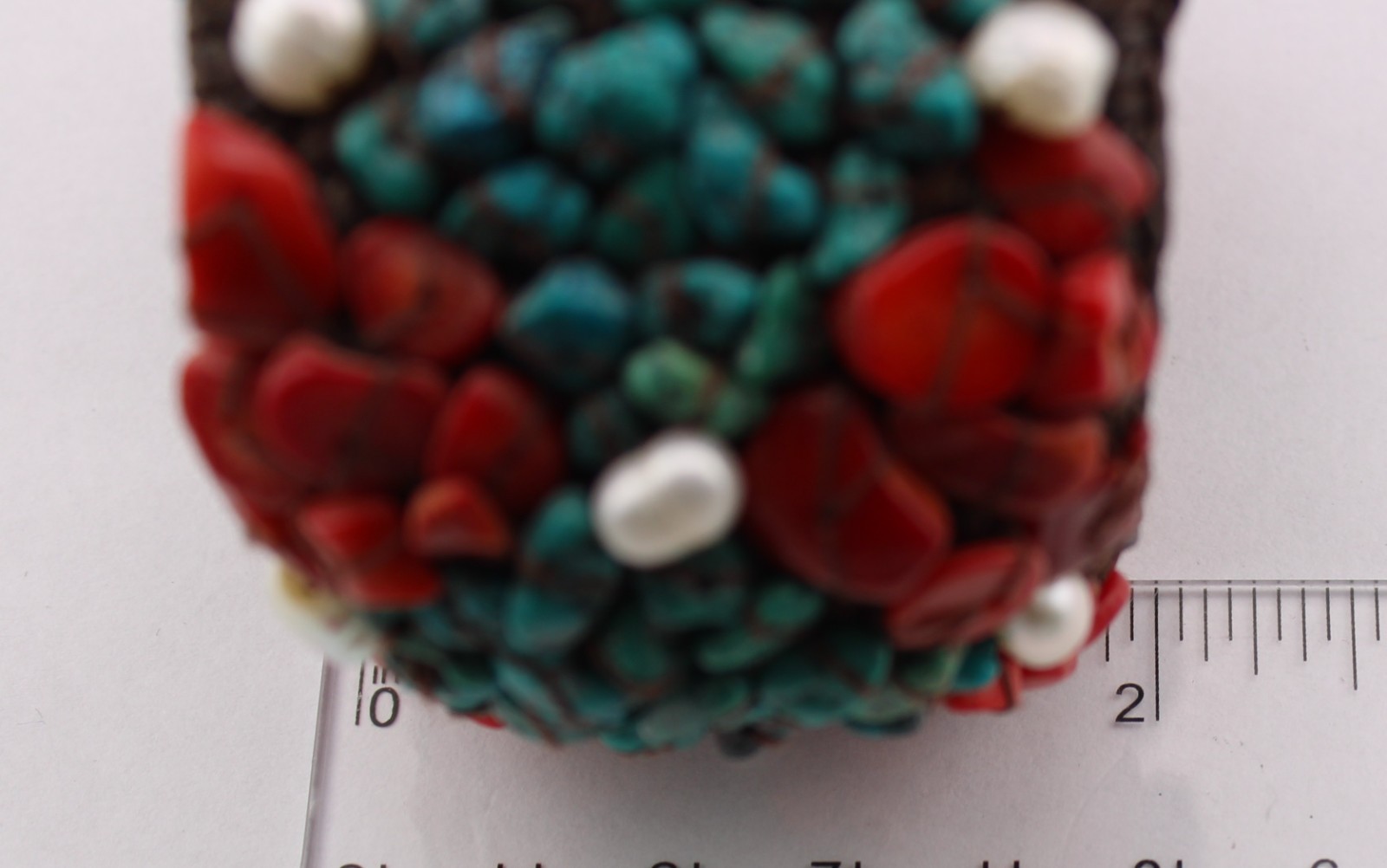 Chunky Soms Th Crochet Turquoise Coral Pearl Bead Cuff Southwestern Bracelet “
