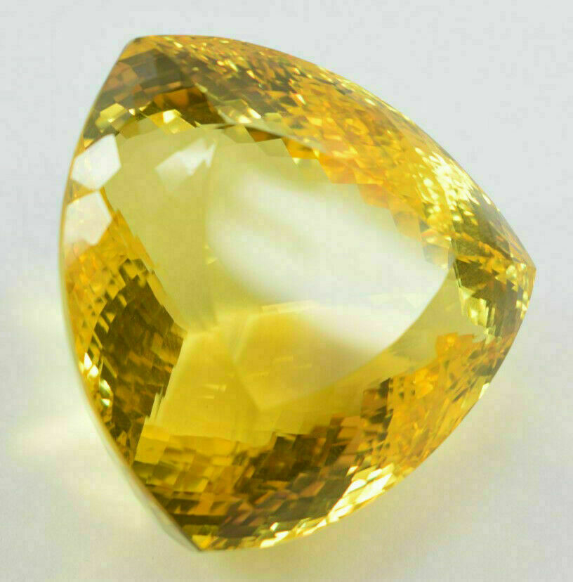 891Carat Brazilian Trillion Cut Yellow Citrine Natural Gemstone Exclusive Piece