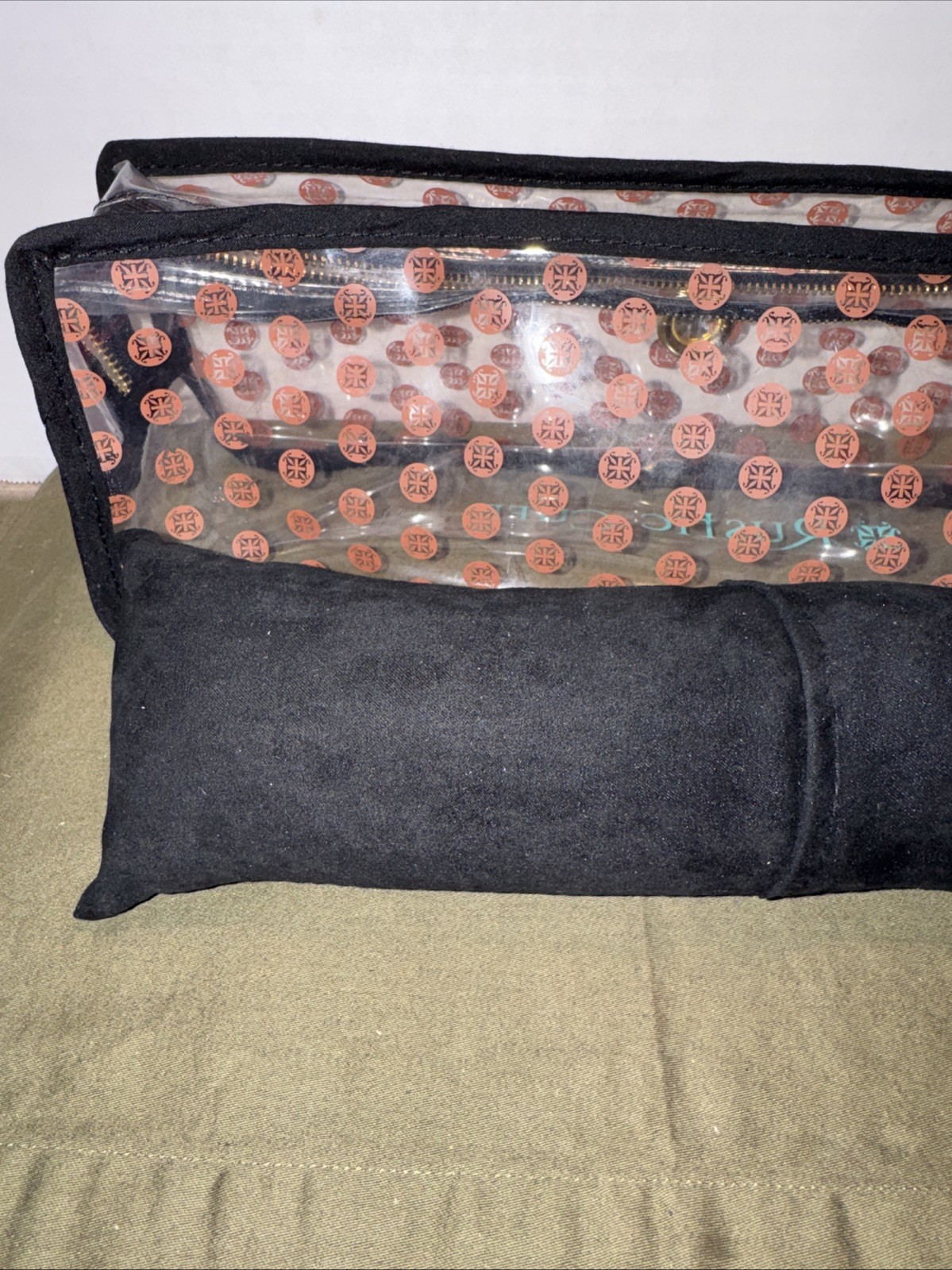 Rustic Cuff Bracelet Travel Case Clear Vinyl Zip Pouch Velvet Pillow