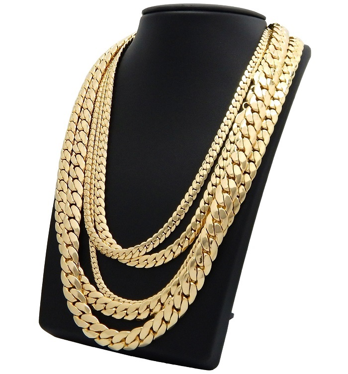 Miami Cuban link Chain 5mm 6mm 8mm 10mm 12mm 20″ 24″ 30 14k Gold Plated Necklace