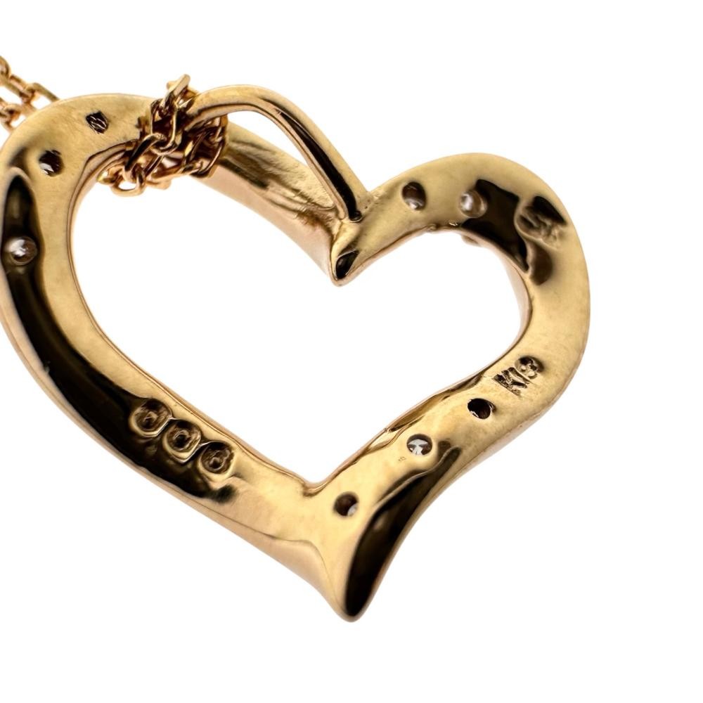 Samantha Tiara Heart diamond Total 0.06ct Necklace K18PG pink gold 2.3g 15.9…