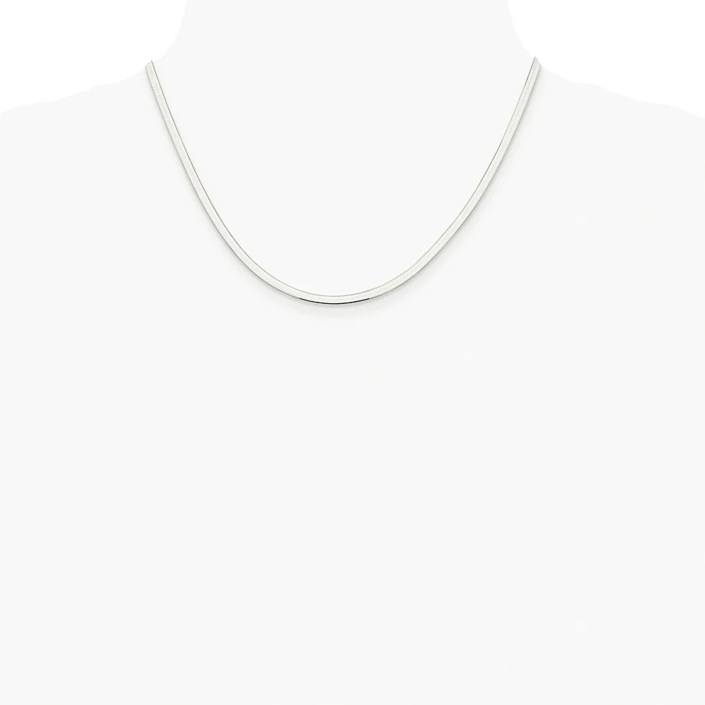 Sterling Silver Rhodium-Plated 3mm Magic Herringbone Chain Necklace 16″-24″
