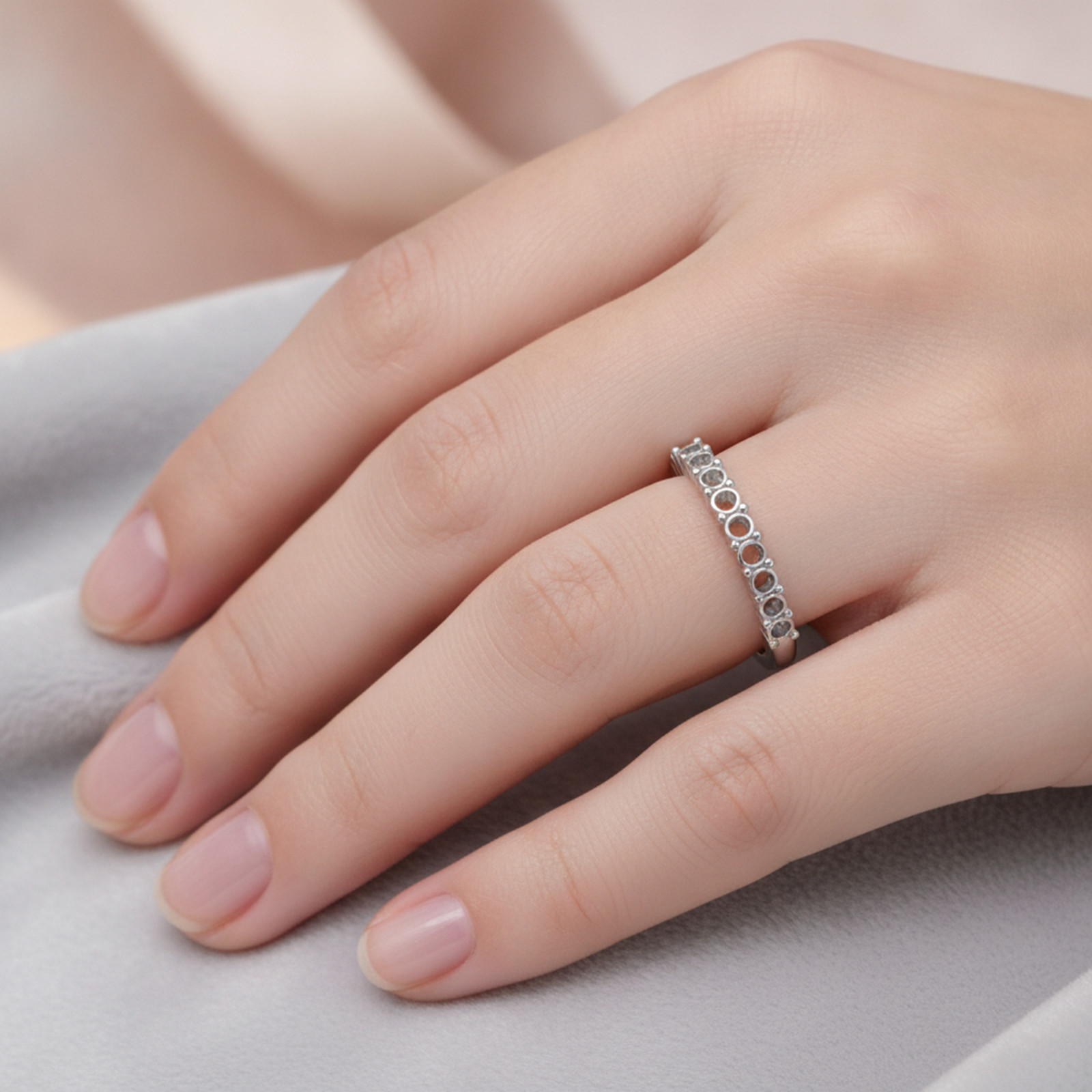 Round 2mm to 2.5mm Semi Mount Ring 925 Silver & 14K ,10K Gold Prong Setting