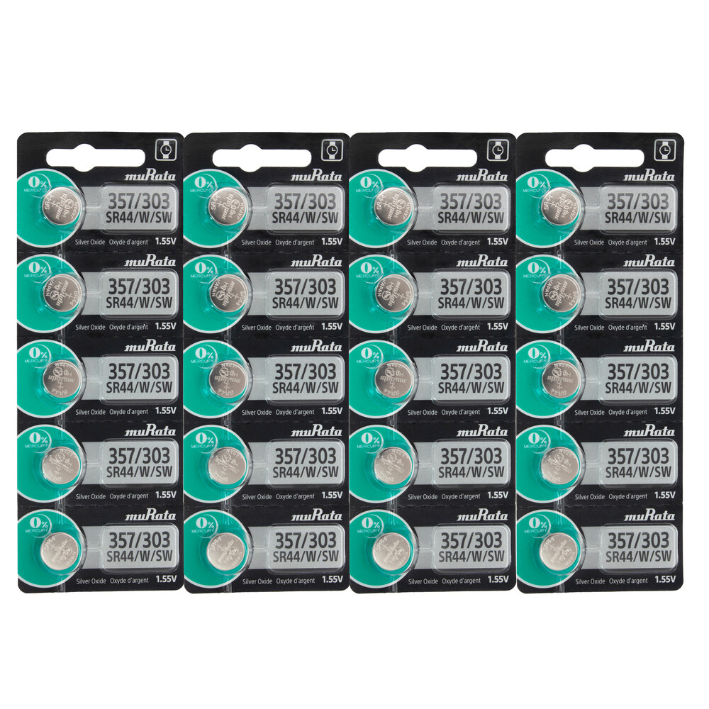Murata 1.55V Button Cell Battery, 357 SR44SW x 20 – Replaces Sony