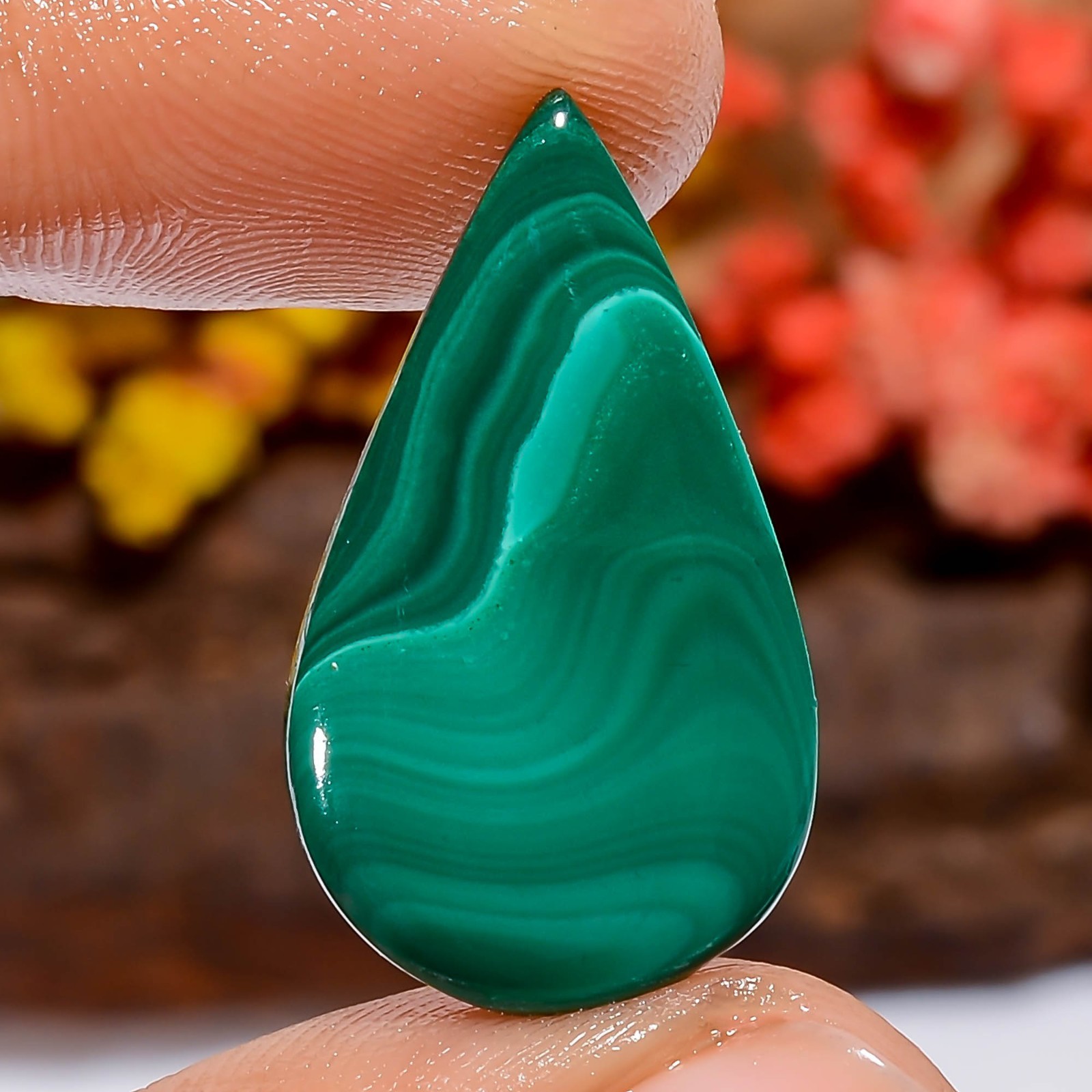 Natural Malachite Pear 12Ct Loose Gemstone 25X14X2mm Crystal Healing Green