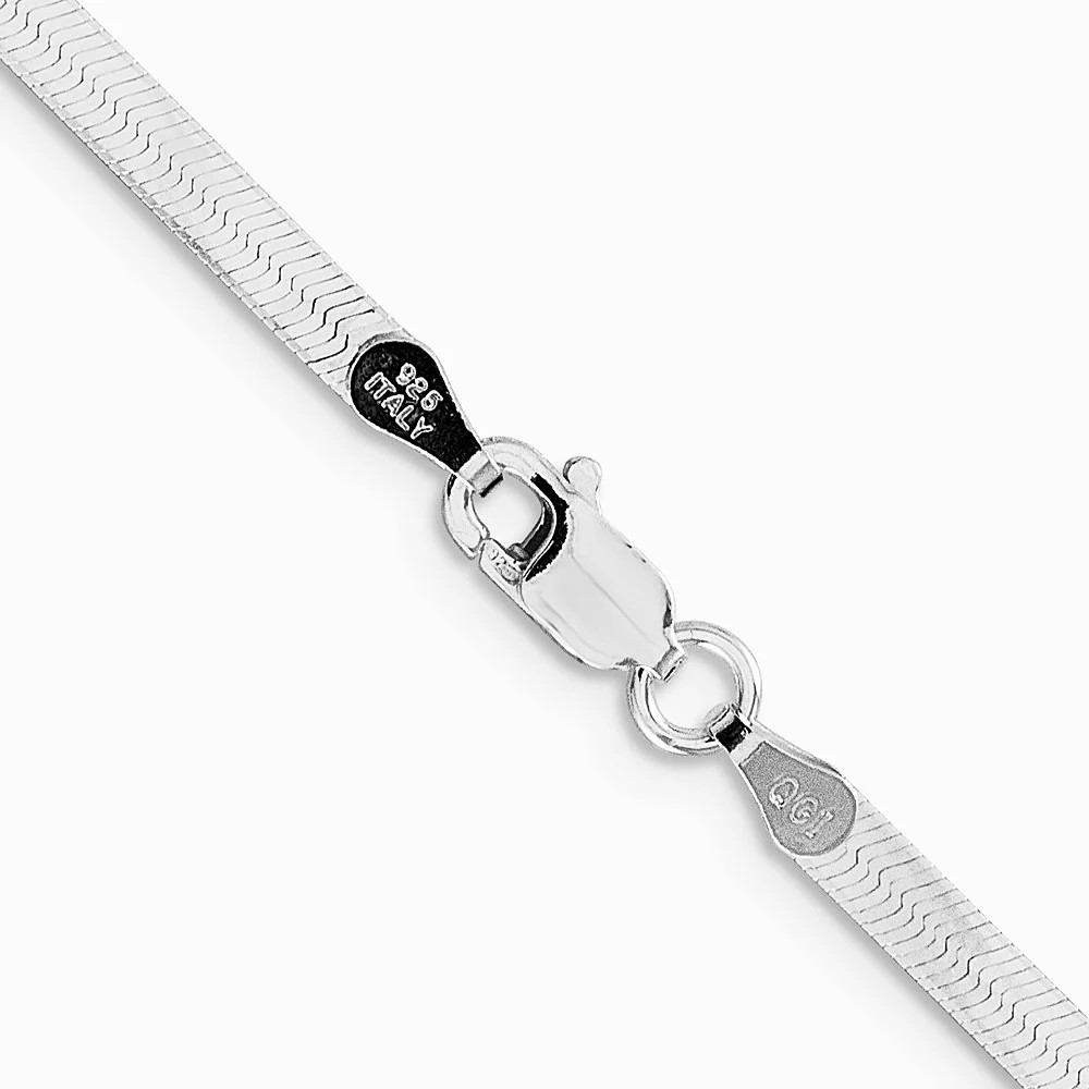 Sterling Silver Rhodium-Plated 3mm Magic Herringbone Chain Necklace 16″-24″