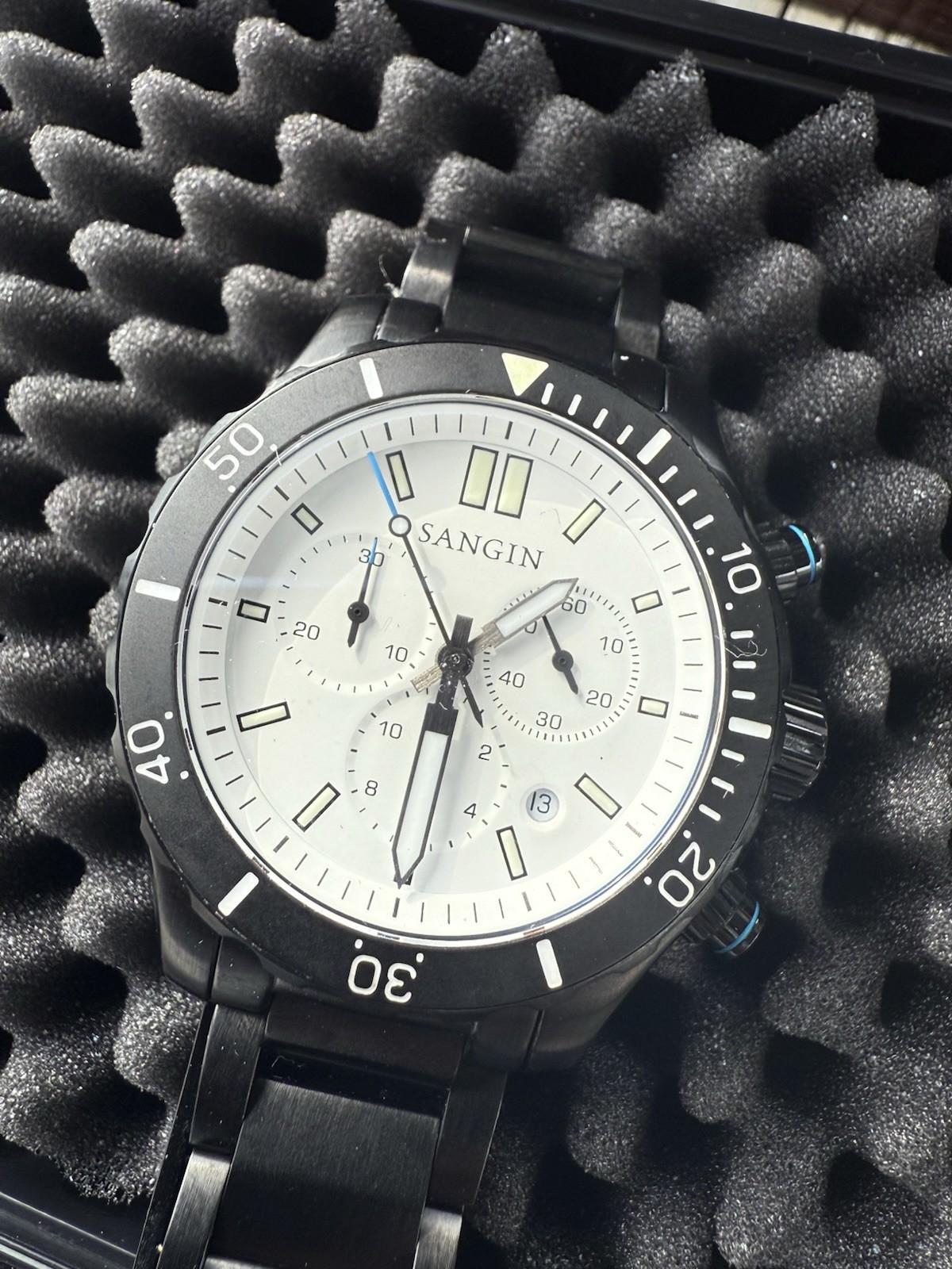 RARE – Sangin Instruments CHRONOGRAPH PROFESSIONAL WHITE DIAL DLC