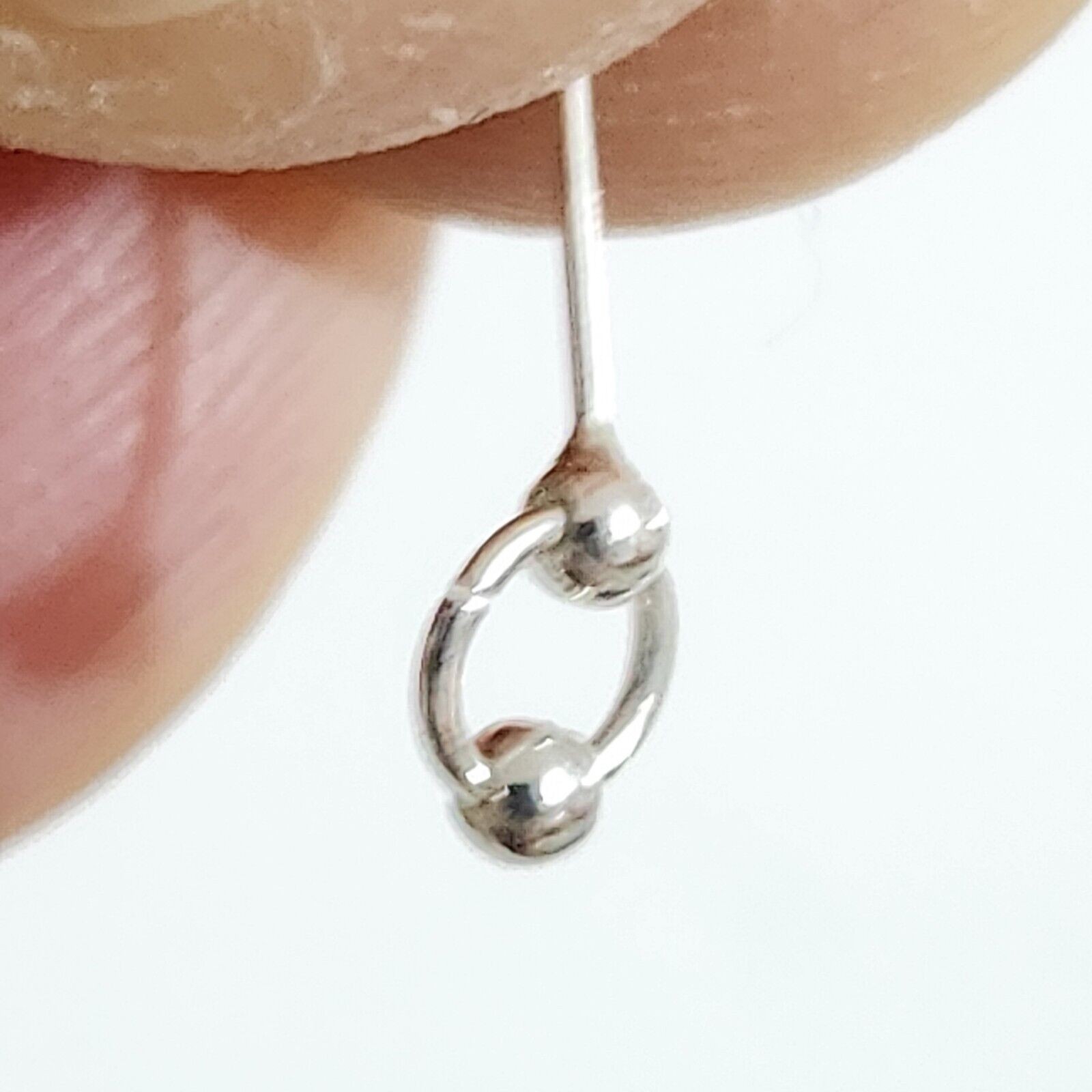 Double Ball Nose Stud Ring 925 Sterling Silver Ball Stay Piercing Body Jewellery
